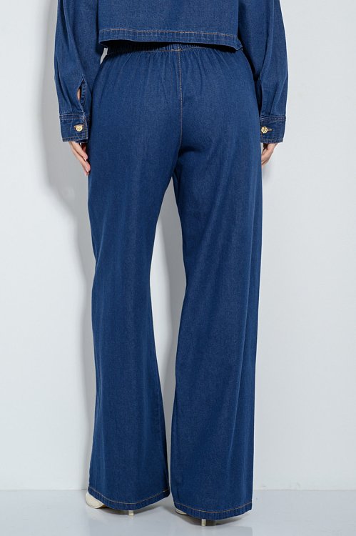 Wide leg ντένιμ με λάστιχο στη μέση