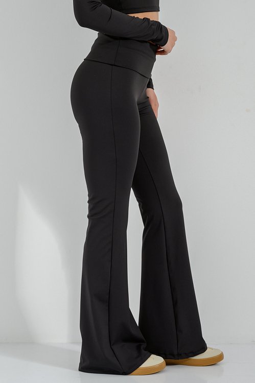 pinkwoman Flared λύκρα παντελόνι (BLACK) - 3