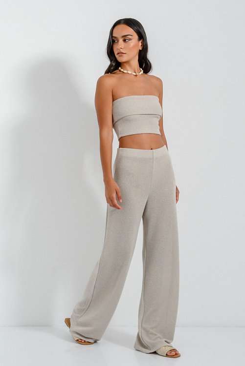 pinkwoman Wide leg παντελόνα (STONE) - 5