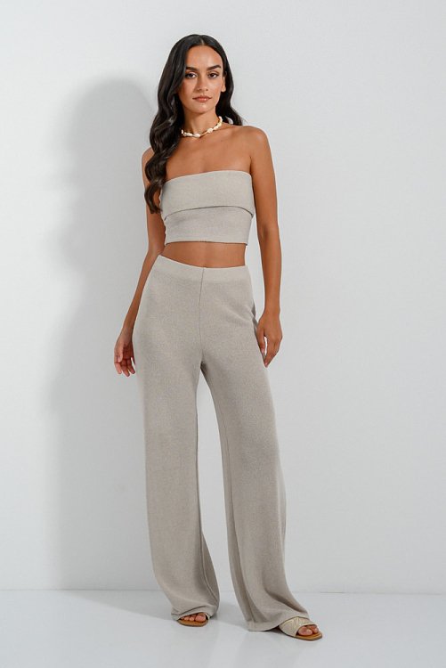 pinkwoman Wide leg παντελόνα (STONE) - 6