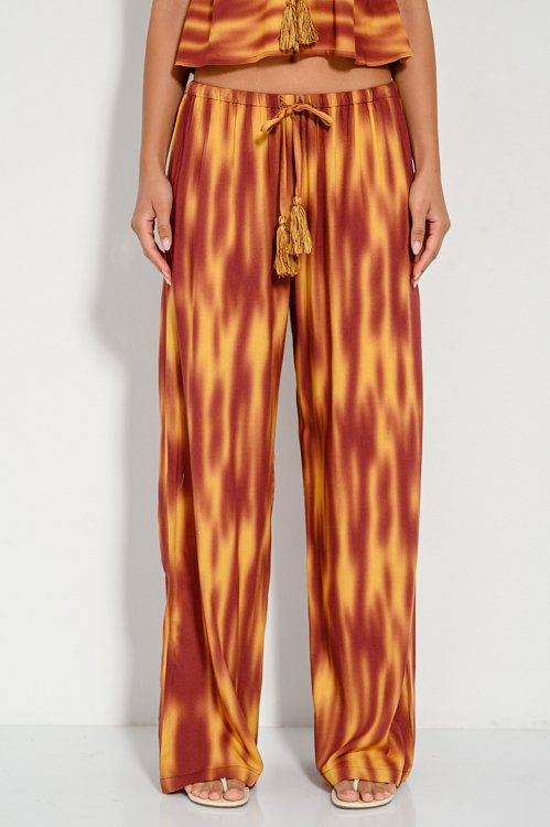 Wide leg παντελόνι με tie dye print