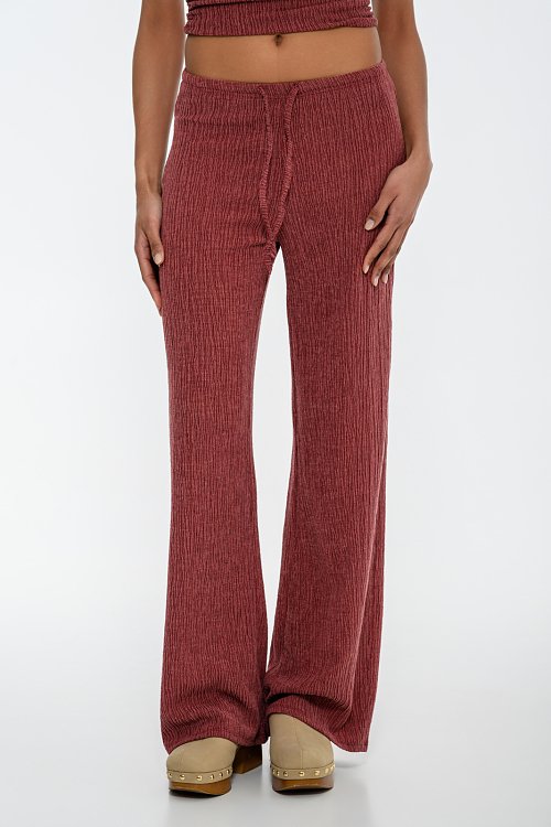 pinkwoman Wide leg γκοφρέ παντελόνα με λάστιχο (TERRACOTA) - 2