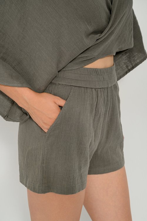 pinkwoman Σορτς με λάστιχο (KHAKI) - 3