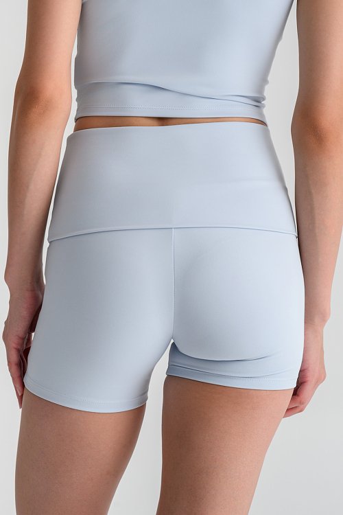 Sports shorts with fold-over waist