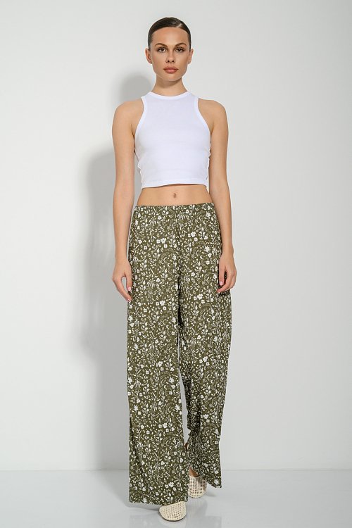 Wide leg φλοράλ παντελόνα