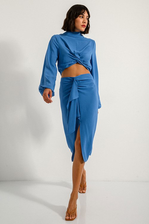 Ρούχα>Φούστες>Midi Midi φούστα με λεπτομέρεια κόμπου (M.BLUE)