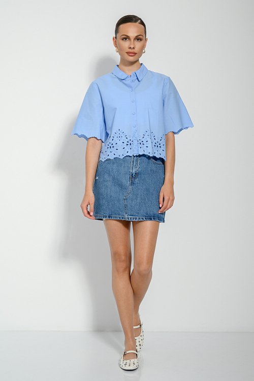 pinkwoman Μίνι ντένιμ φούστα (MEDIUM BLUE) - 5