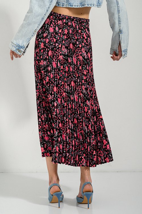 Midi floral skirt with pleated details