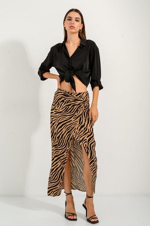 Midi φούστα με zebra print