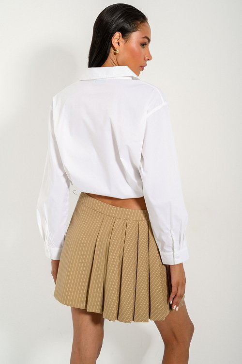 Mini striped skirt with pleated details