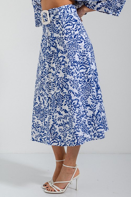Midi floral broderie skirt with matching belt