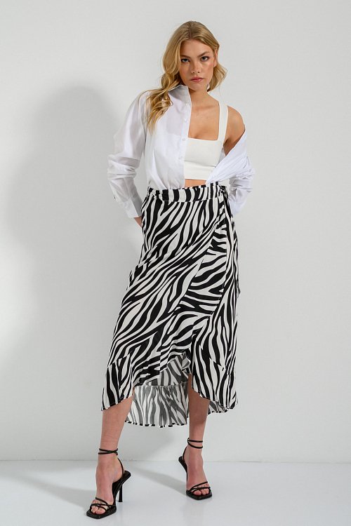 Ρούχα>Φούστες>Midi Midi κρουαζέ φούστα με zebra print (MULTI)
