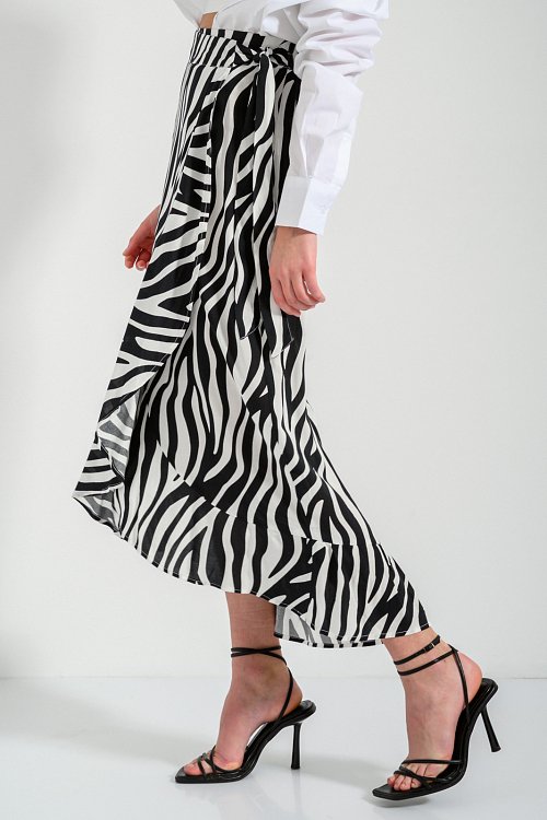 Midi κρουαζέ φούστα με zebra print