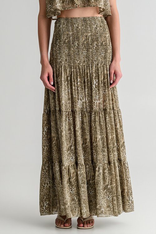 pinkwoman Maxi φούστα με snake print και βολάν (MULTI) - 2