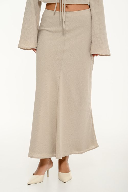 Midi φούστα ρουστίκ σε Α γραμμή (TAUPE)