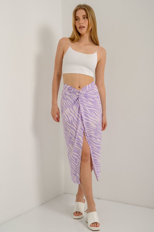 Midi zebra printed skirt with cut out detail