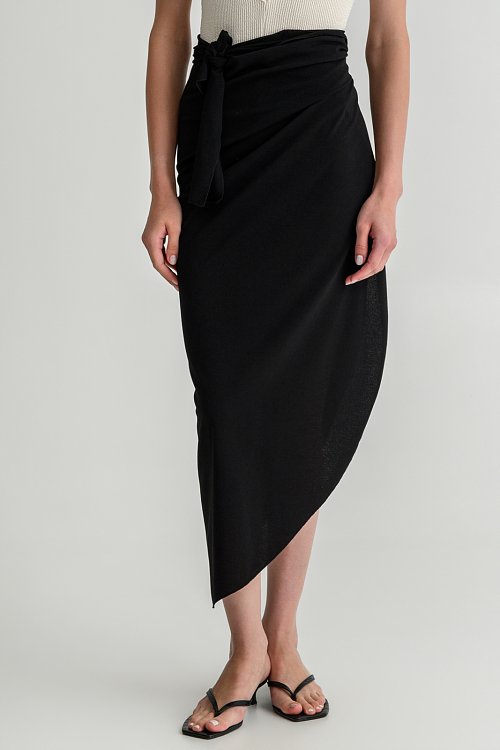 pinkwoman Midi παρεό με ασύμμετρο τελείωμα (BLACK) - 3