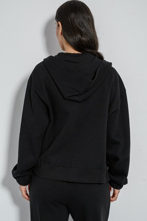 pinkwoman Φούτερ ζακέτα με κουκούλα (BLACK) - 5