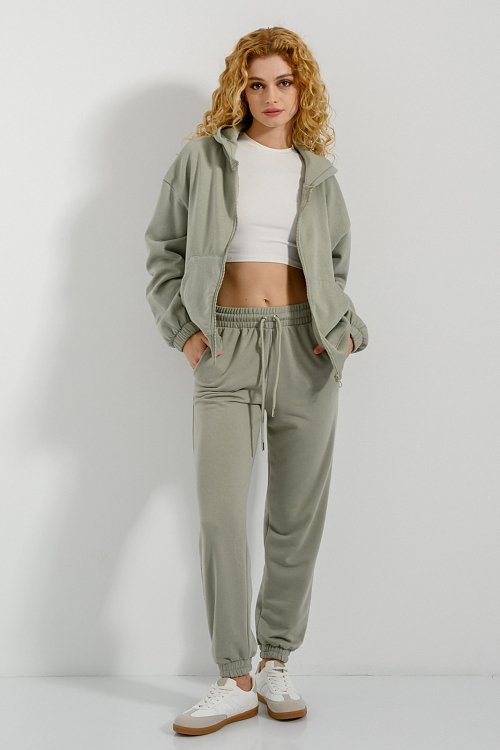 pinkwoman Basic φούτερ ζακέτα με κουκούλα (D.MINT) - 2