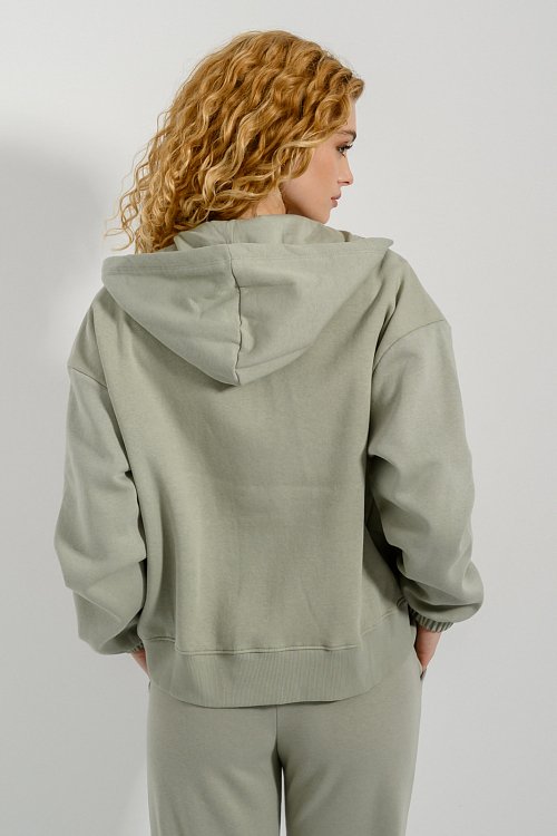 pinkwoman Basic φούτερ ζακέτα με κουκούλα (D.MINT) - 5
