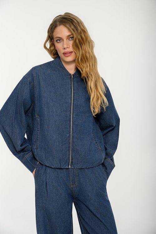 Ντένιμ bomber τζάκετ (DARK BLUE) φωτογραφία