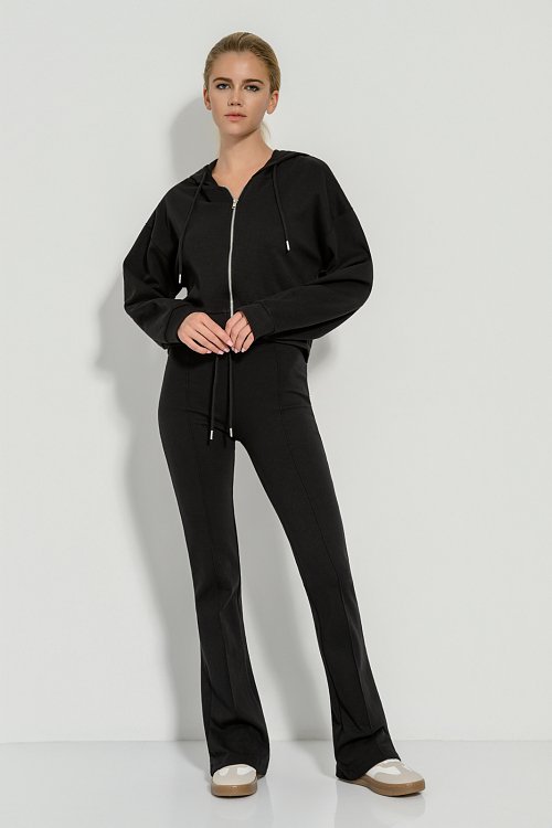 Interlock sweater jacket with hood