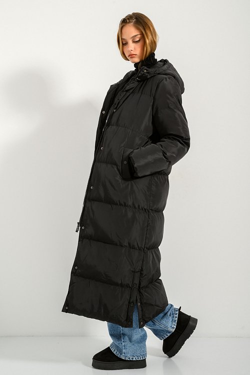 Long padded jacket with hood