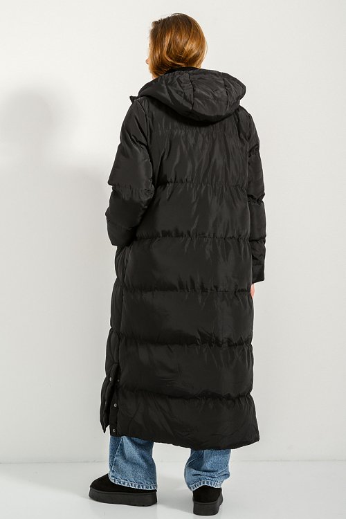 Long padded jacket with hood