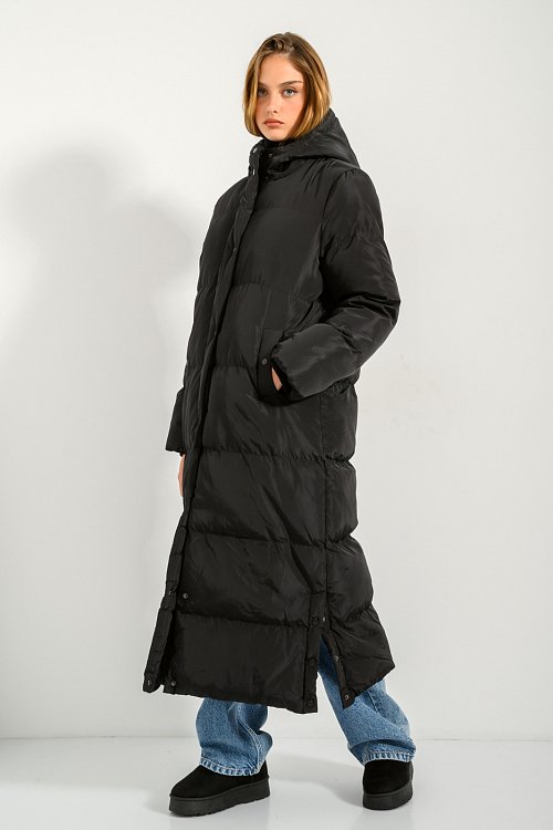Long padded jacket with hood