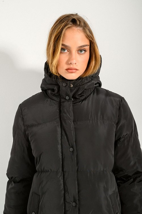Long padded jacket with hood