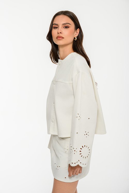 Denim jacket with embroidered details