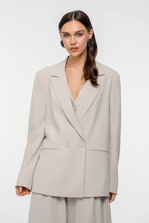 Double-breasted oversized blazer with shoulder pads