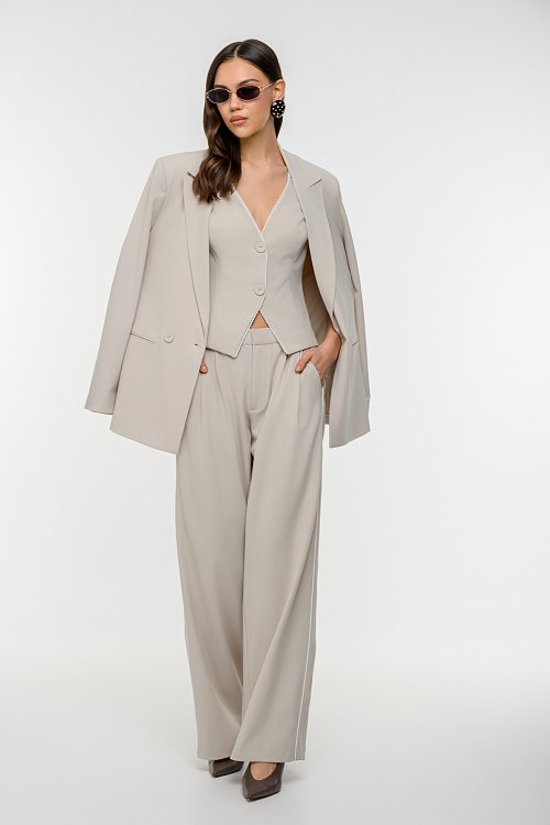 Double-breasted oversized blazer with shoulder pads