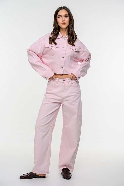 Κοντό ντένιμ τζάκετ με ξέφτια (PINK) φωτογραφία