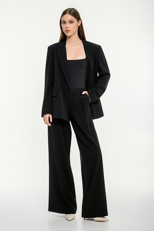 pinkwoman Σταυρωτό oversized μπλέιζερ (BLACK) - 2