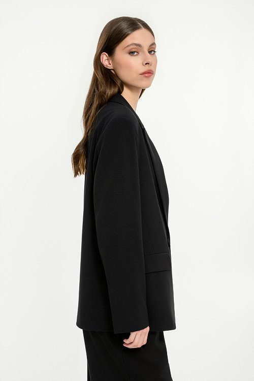 pinkwoman Σταυρωτό oversized μπλέιζερ (BLACK) - 4