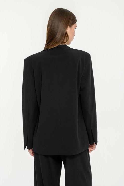 pinkwoman Σταυρωτό oversized μπλέιζερ (BLACK) - 5