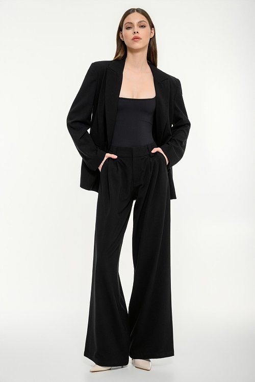 pinkwoman Σταυρωτό oversized μπλέιζερ (BLACK) - 6