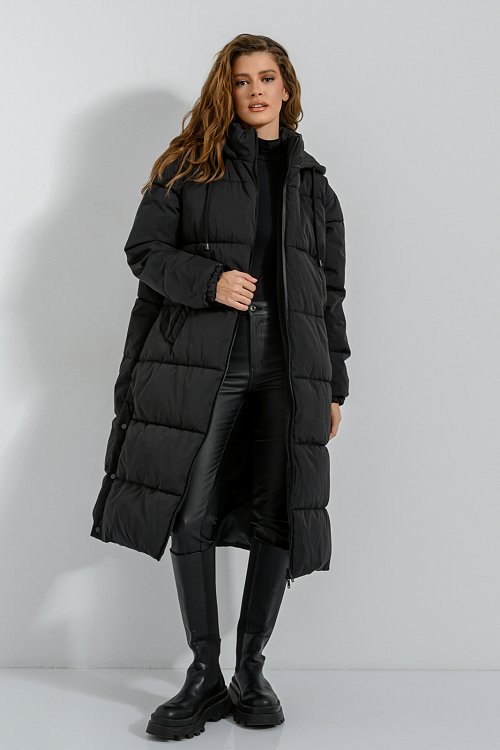 Μακρύ puffer μπουφάν με λεπτομέρεια