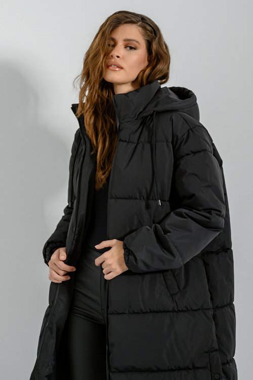Μακρύ puffer μπουφάν με λεπτομέρεια