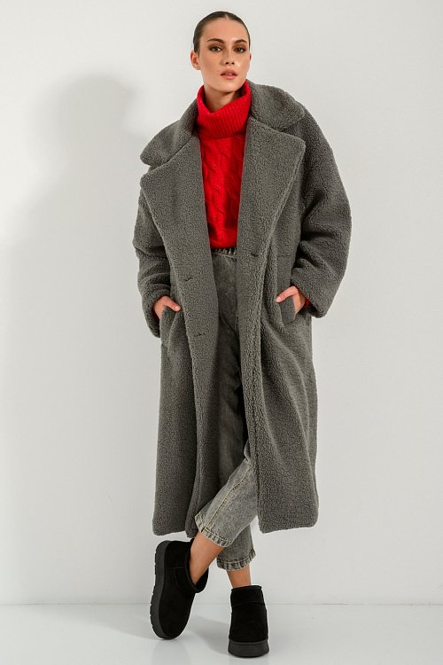 Oversized παλτό από συνθετική γούνα