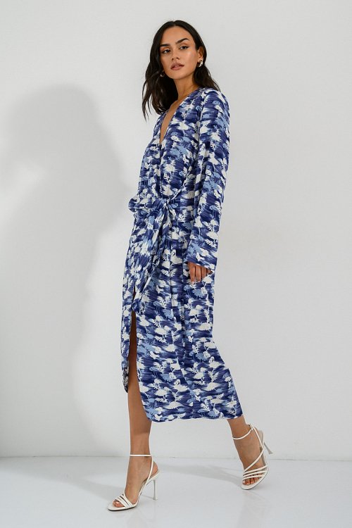 Midi floral cruise dress with cut out detail