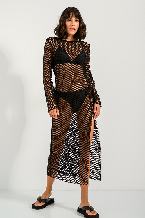 Midi mesh dress with cut out detail