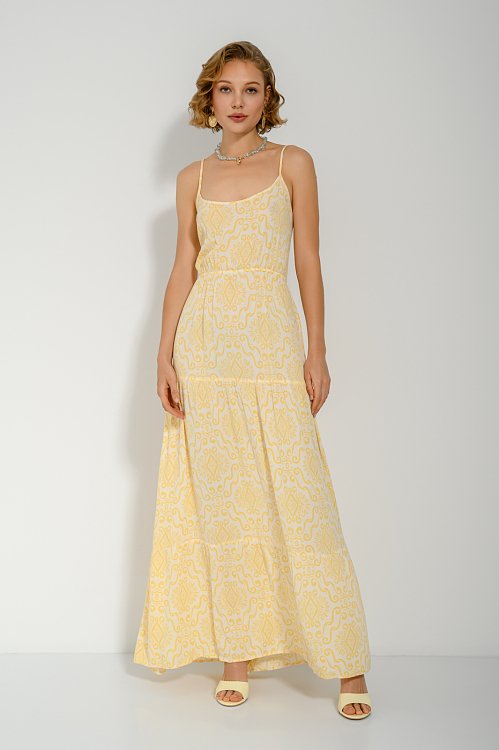 Maxi dress with boho print and open back tie
