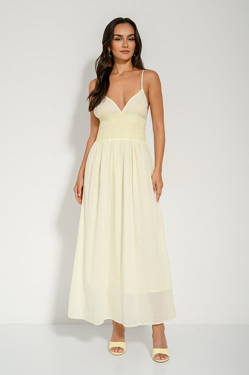 Maxi backless dress with knitted details