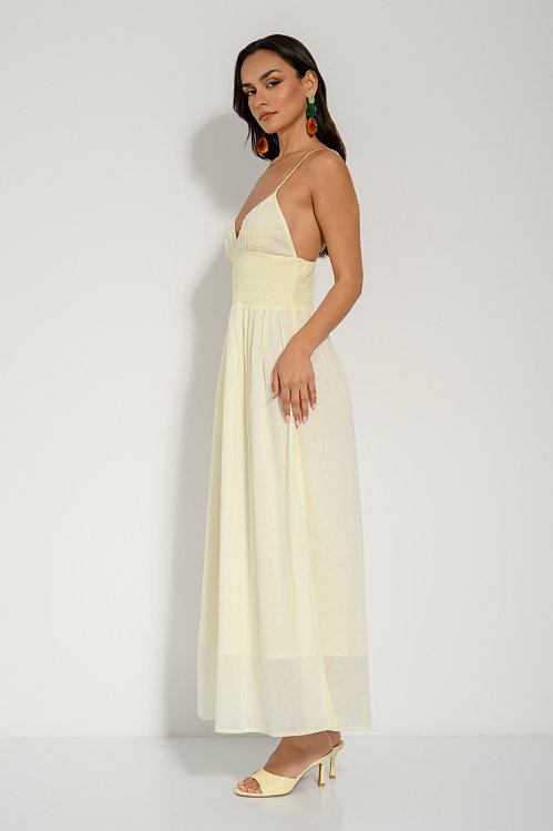 Maxi backless dress with knitted details