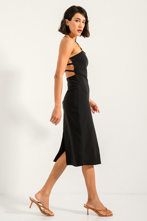 Midi dress with back cut out detail
