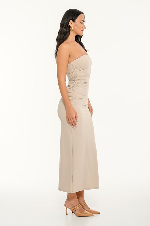 Maxi λύκρα strapless φόρεμα (L.BEIGE) φωτογραφία