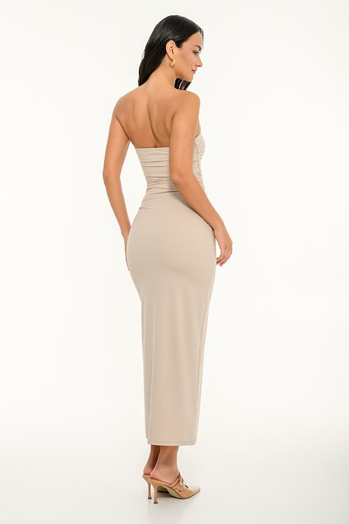 Maxi λύκρα strapless φόρεμα (L.BEIGE) φωτογραφία