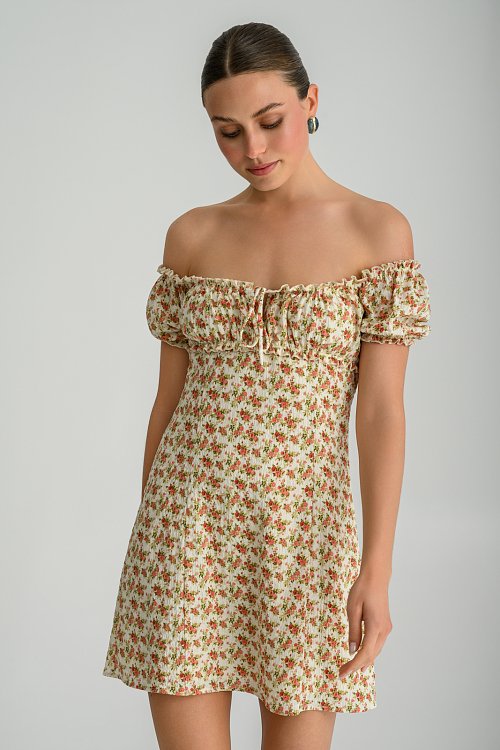Μίνι φλοράλ φόρεμα off shoulder (MULTI)